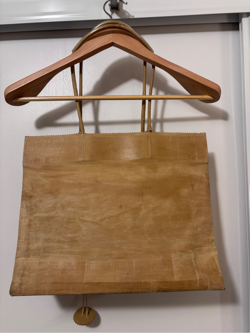 Vintage Brave Brown Bag Shopping Tote Waxed Canvas Original Base & Hang Tag Tan - Picture 2 of 9
